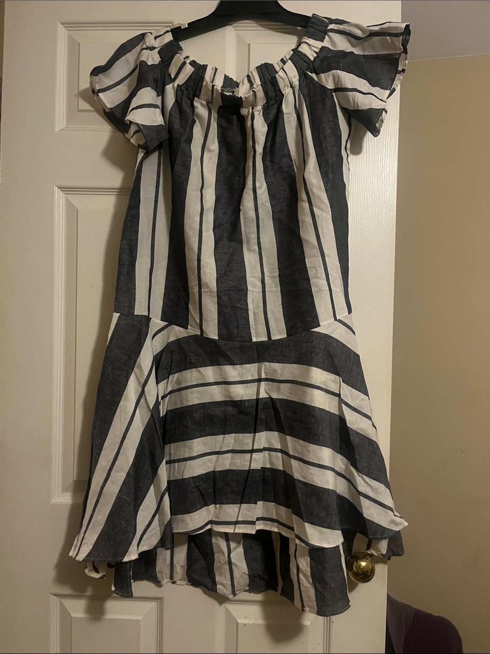 Love in Black and White Striped Off-Shoulder Sundress